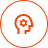 Hazard warning icon: skull inside a glowing lightbulb within an orange circle